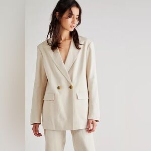 485 Scotch & Soda Amsterdam Summer Edition Linen Blazer M Double Breasted Sand